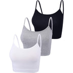 Women's Spaghetti Strap Crop Tank Top Black/White/Grey