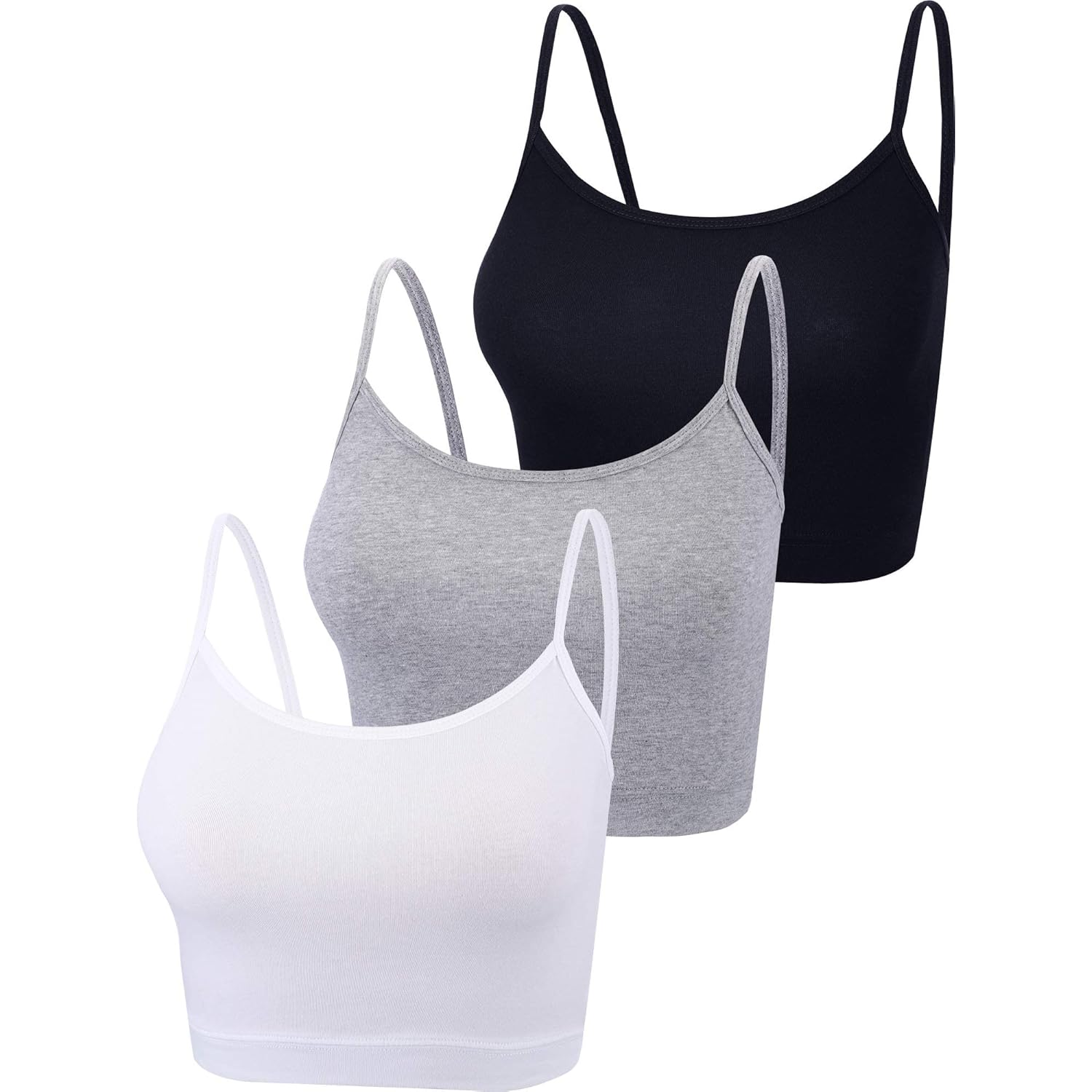 Women's Spaghetti Strap Crop Tank Top Black/White/Grey