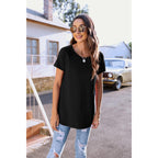 Women's Batwing Sleeve Tunic Top Black