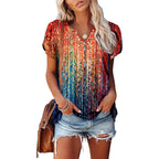 Women's Flowy Boho Tunic Top Rainbow
