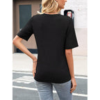 Minetom Women's V Neck T Shirts Casual Half Sleeve Tops Basic Summer Tees