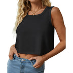 Women's Loose Fit Crop Tank Top Black