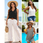 KKJ 3 Pack Womens Tank Tops 2026 Summer Vacation Outfits V Neck Loose Fit Sleeveless Casual Shirts Fashion Clothes