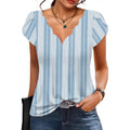 Women's Petal Sleeve V-Neck Tunic Top Striped Blue