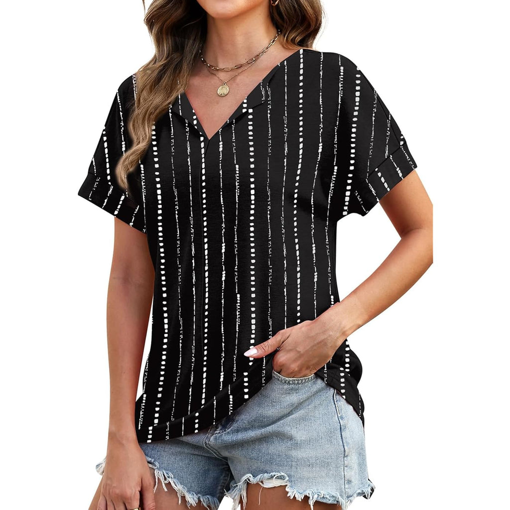WIHOLL Womens Summer Tops 2026 Short Sleeve V Neck T Shirts Fashion Beach Vacation Clothes Business Casual Outfits