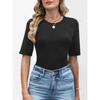 ANRABESS Womens Half Sleeve Tops Crewneck Shirts Basic Fit Tee Trendy 2026 Spring Summer Business Casual T-Shirts