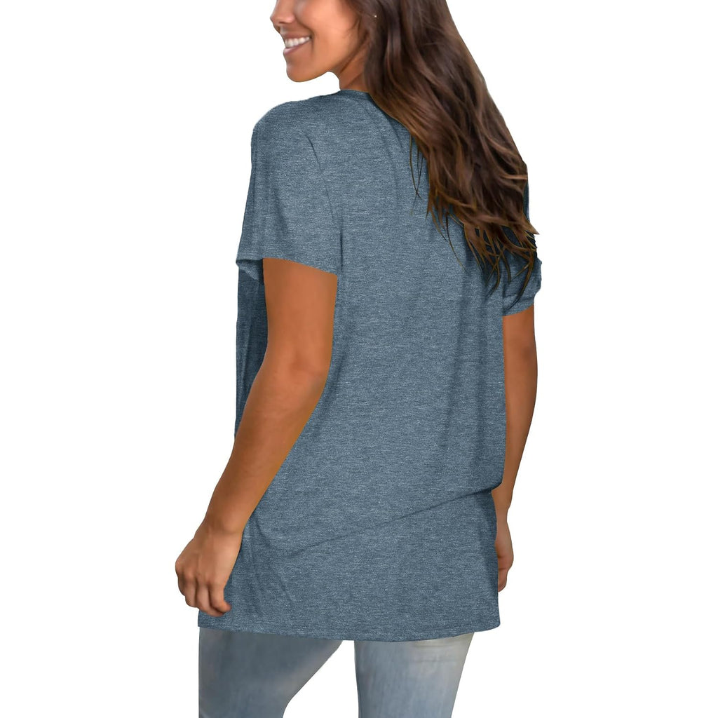Sipaya Womens T Shirts Basic V Neck Tee Loose Fitting Casual Short Sleeve Tops