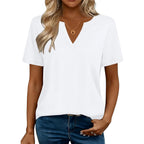 Women's Business Casual V-Neck Tunic Top White