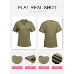 SHEWIN Womens Casual V Neck Waffle Knit Tops Short Sleeve T Shirts Loose Blouses