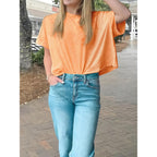 Cicy Bell Womens Summer Cropped T-Shirts Boxy Casual Short Sleeve Crew Neck Tops Acid Wash Cotton Loose Fit Tee Shirts