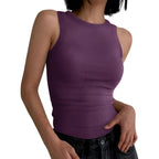 Women's High Neck Racerback Tank Top Dark Purple