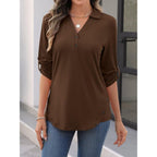 Women's Collared Button Detail Tunic Top Coffee