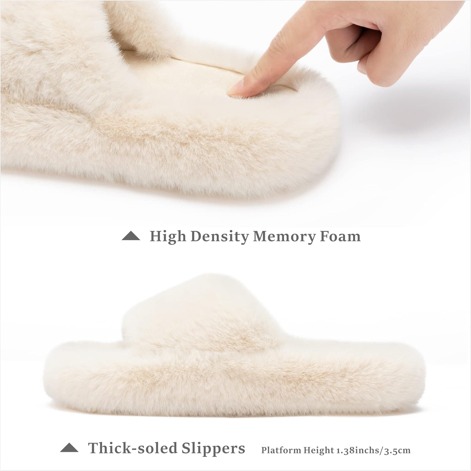 Women's Slippers Fur Beige
