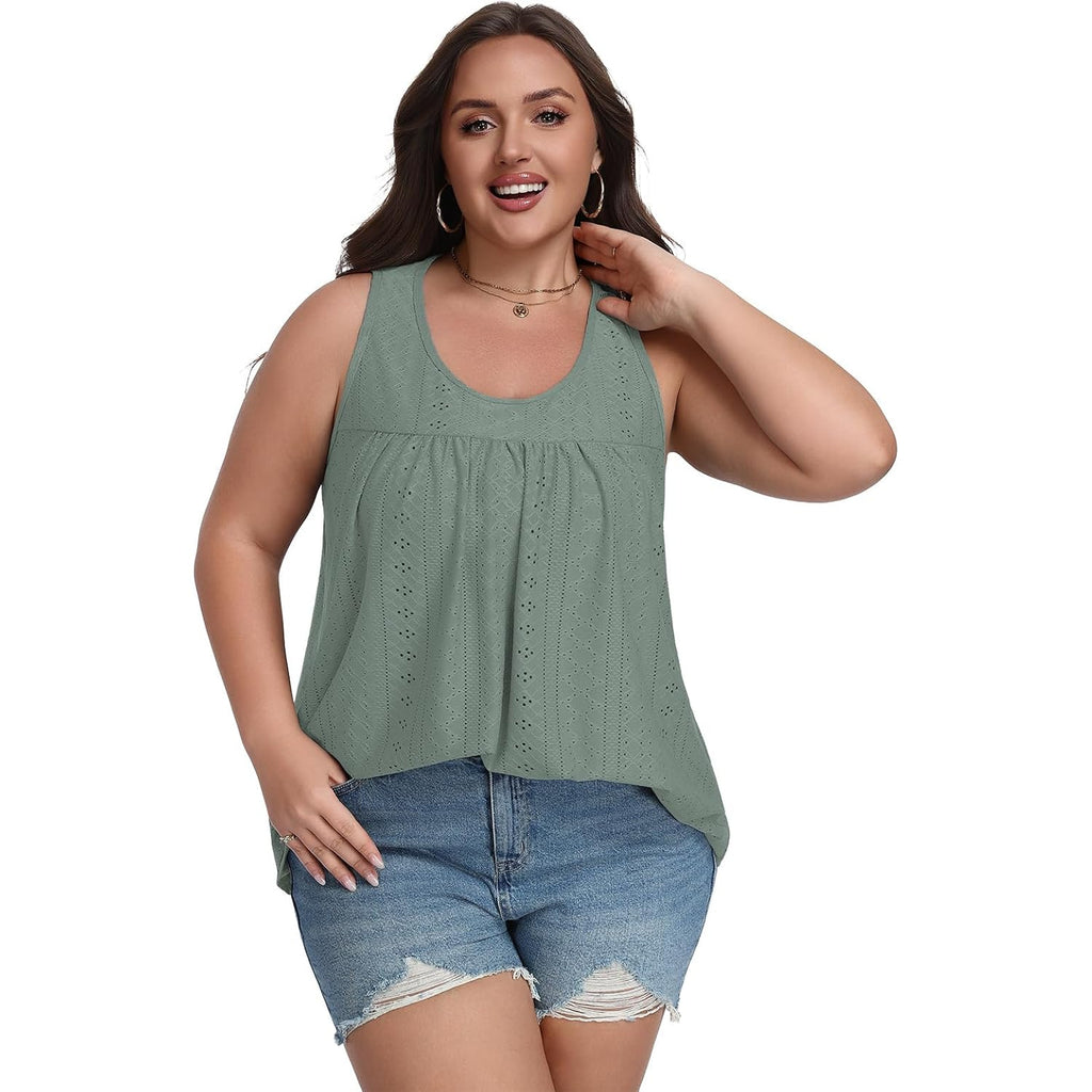 Women's Flowy Scoop Neck Tunic Top Grayish Green