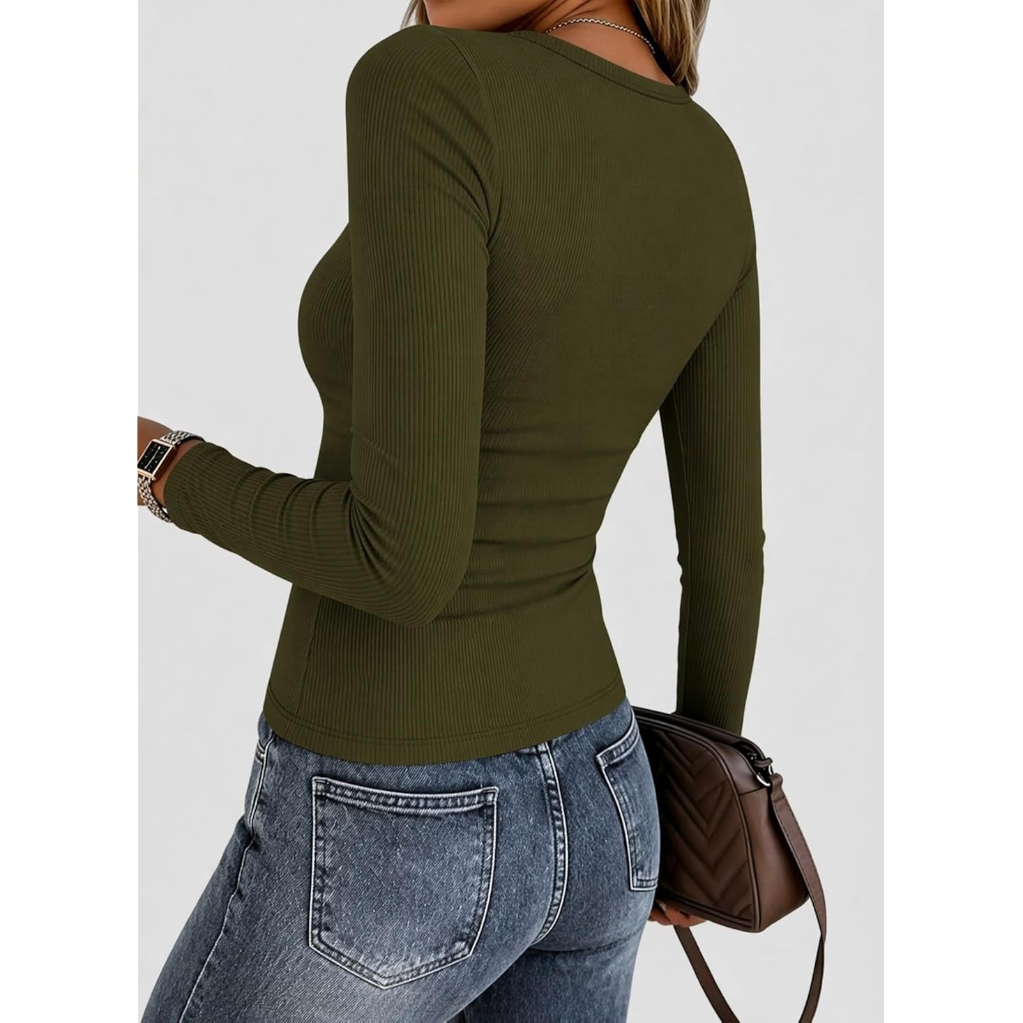 Zeagoo Women Long Sleeve Tops Crewneck Ribbed Knit Fitted Tshirts Dressy Casual Basic Tee 2026 Summer Fall Clothes