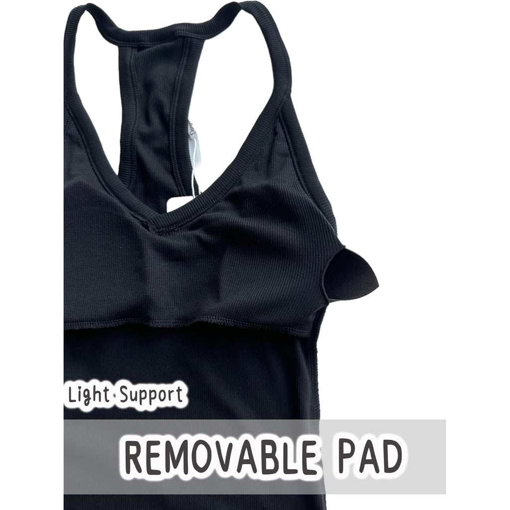 Women's Padded Racerback Tank Top Black