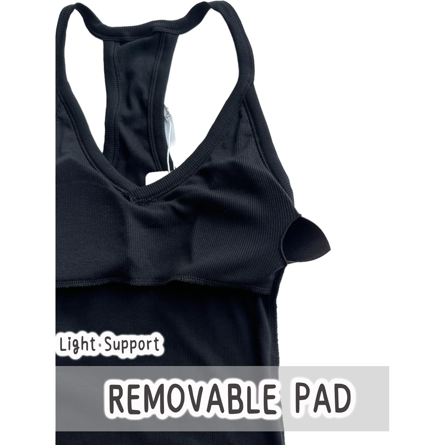 Women's Padded Racerback Tank Top Black