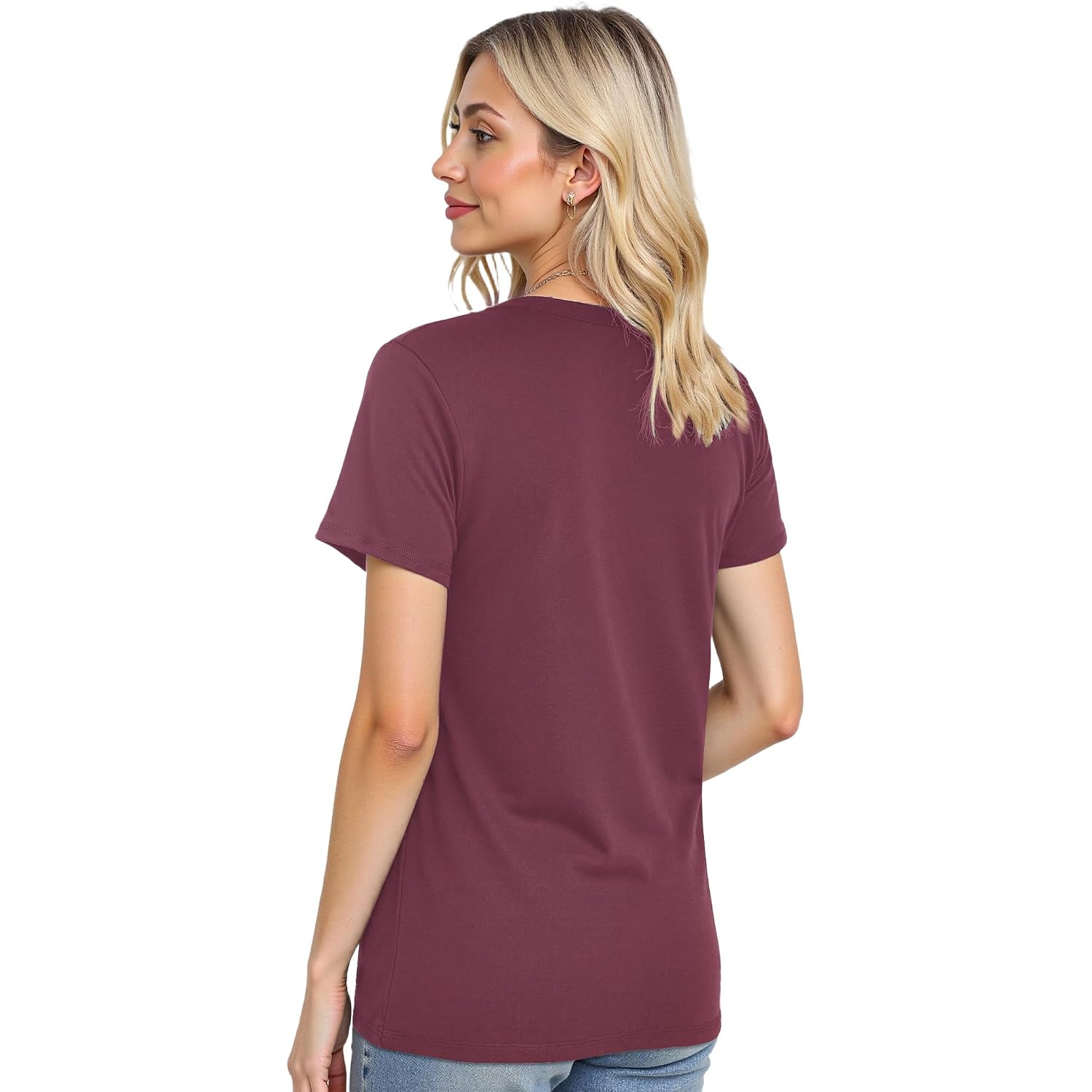 YOGINGO V Neck T Shirts for Women - Summer Fashion Trendy Outfits Clothes - Lightweight Soft Casual Women T Shirt