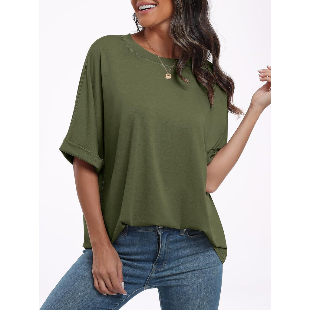 ANRABESS Womens Tops Oversized T Shirts Short Sleeve Crewneck Summer Casual Loose Basic Tee Shirt 2026 Trendy Fashion Clothes