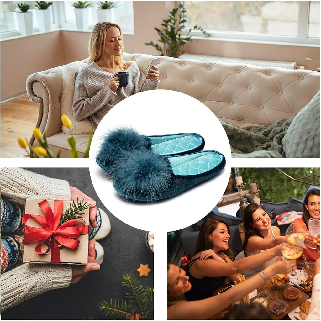 Women's Slippers Velvet Turquoise