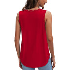 WIHOLL Women's Loose Fit V Neck Lace Sleeveless Summer Tank Top