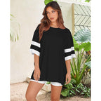 rosemia Oversized Tshirts for Women Summer Short Sleeve Round Neck Graphic Tee Shirt