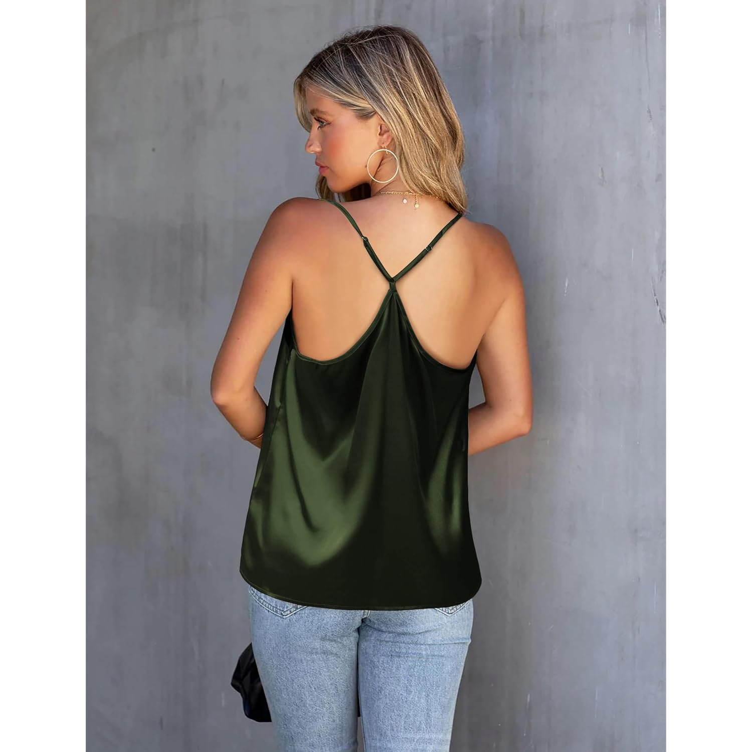 Women's Mesh V-Neck Tank Top Army Green
