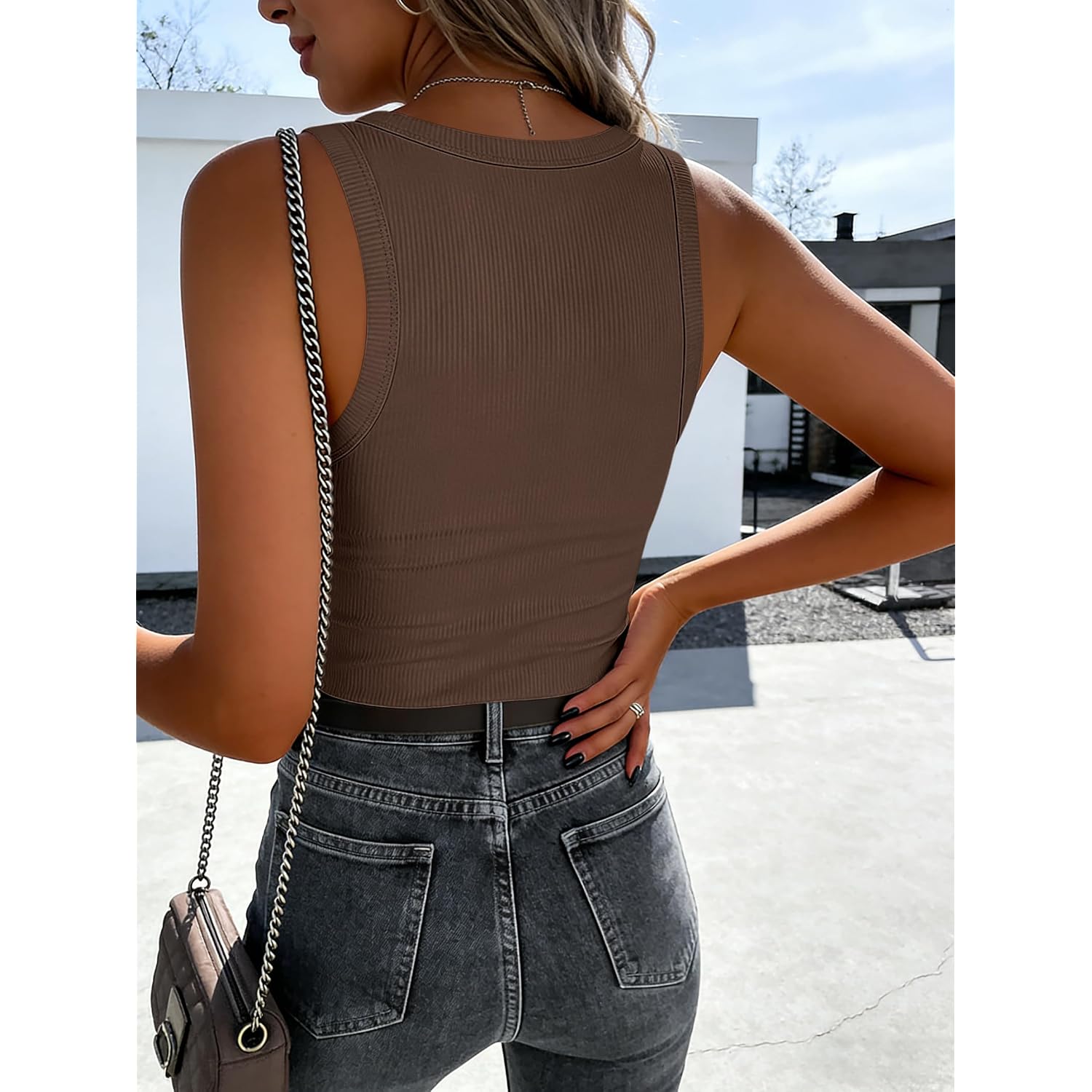 ANRABESS Womens Sleeveless Scoop Neck Tank Tops 2026 Summer Casual Basic Slim Fit Ribbed Knit Racerback Workout Cami Shirts