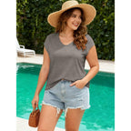 Bliwov 3 Pack Womens Cap Sleeve Tops V Neck T Shirts Summer Spring Outfits Beach Vacation Fashion Tee Blouse Workout Clothes