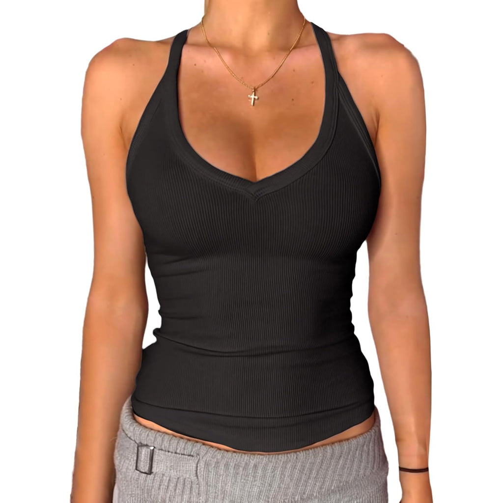 Women's Padded Racerback Tank Top Black