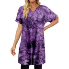Women's Pocket Tunic Tunic Top Tie Dye Purple