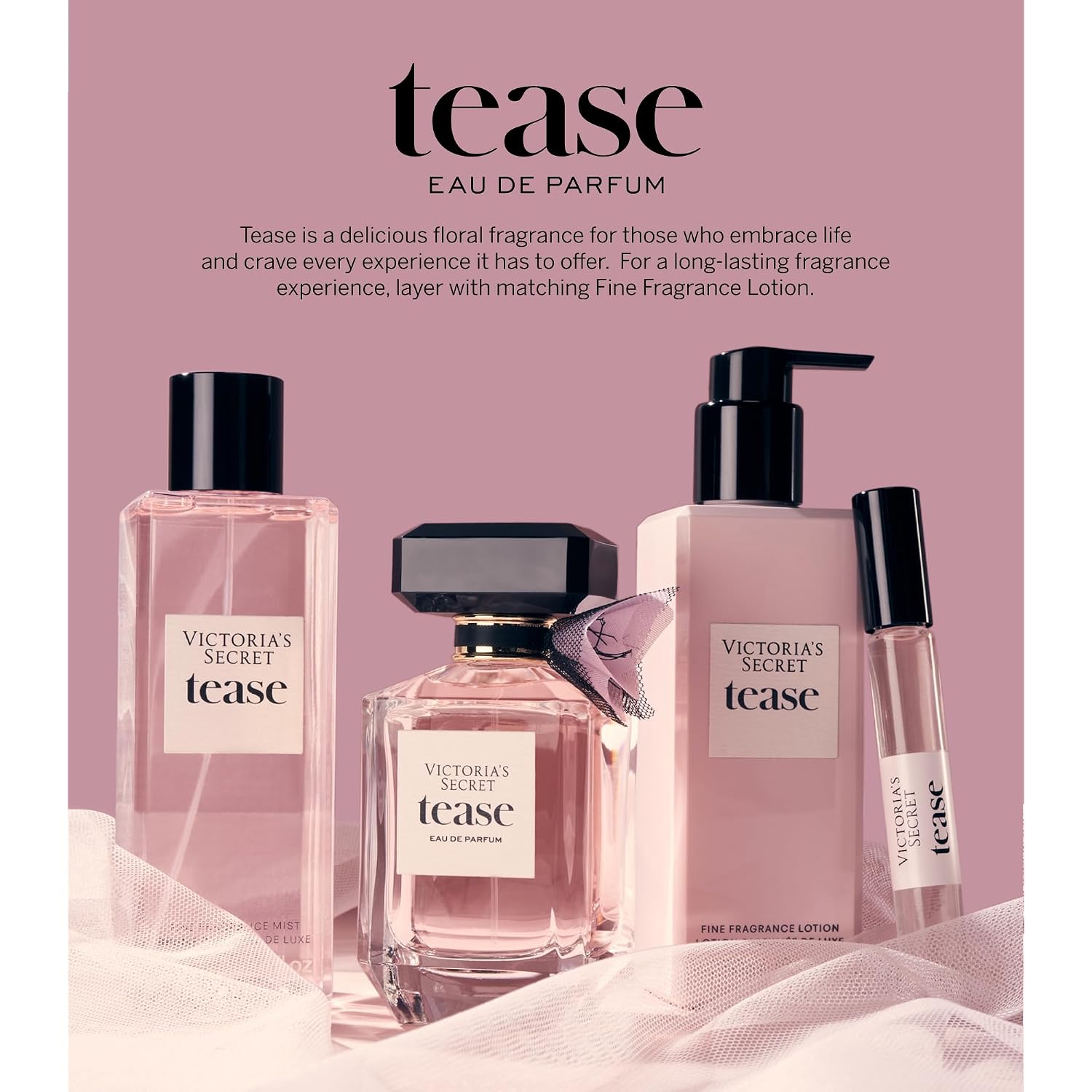 Victoria's Secret Tease Eau de Parfum, Notes of White Gardenia, Anjou Pear & Black Vanilla, Perfumes for Women (1.7 oz)