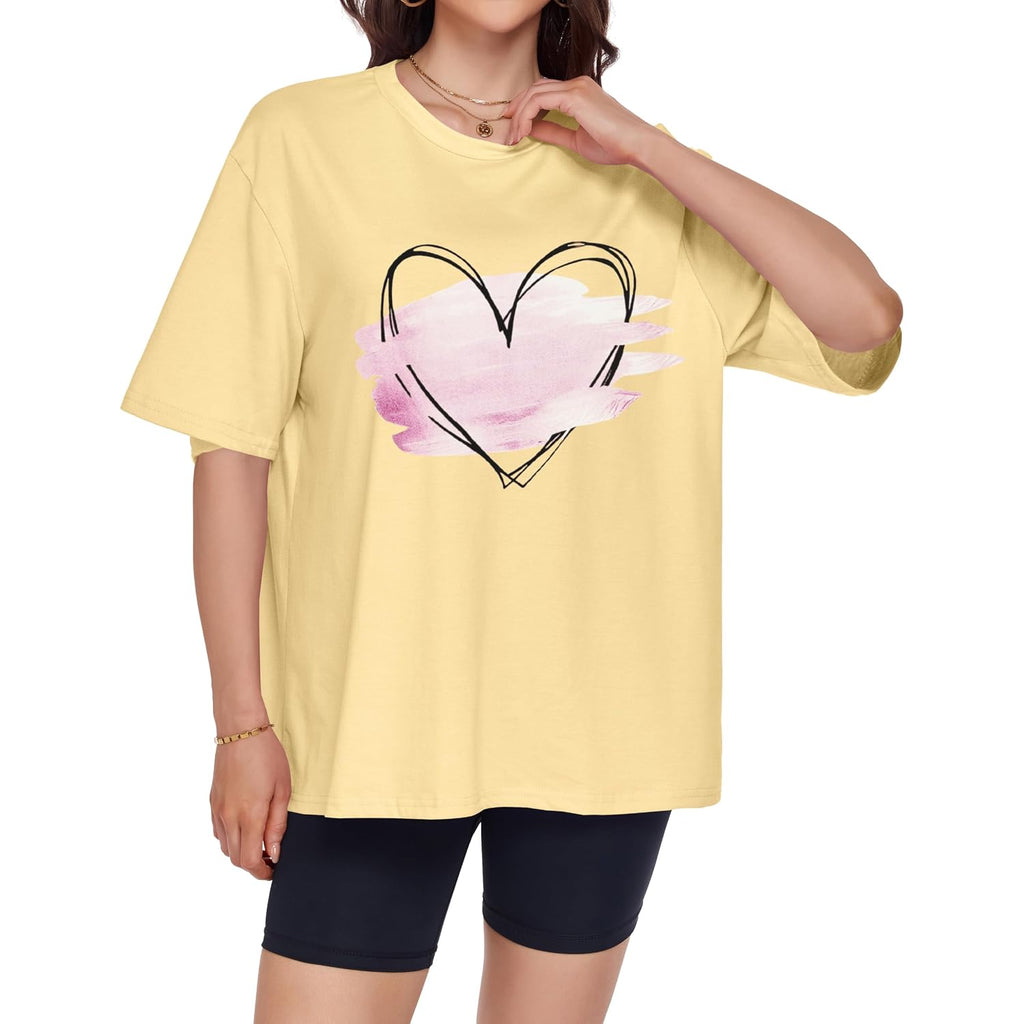 ADOREJOY Oversized Tshirts for Women Crewneck Summer Graphic Tees Short Sleeve Loose Basic Tops 2026