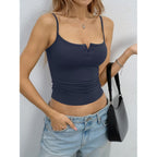 EasyGala Womens Cotton Camisole Crop Tops Square Neck Henley Tank Tops Fitted Y2K Going Out Cami Shirt Summer Fashion