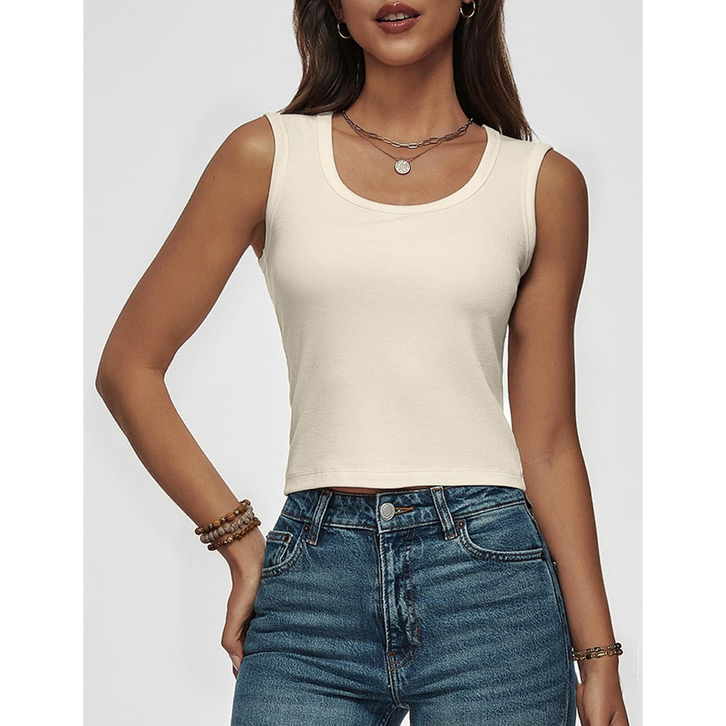 Women Wide Strap Ribbed Cropped Tank Tops 2026 Summer Trendy Crop Top Tight Fit Basic Sleeveless Camisole