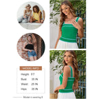 Dokotoo Women's Square Neck Knit Crop Tank Tops 2026 Slim Fit Y2K Color Block Sleeveless Cami Shirts