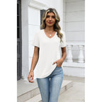 Zeagoo Womens Tops Summer Casual Short Sleeve Tshirts Business Basic Spring V-Neck Shirts Outfits S-3XL