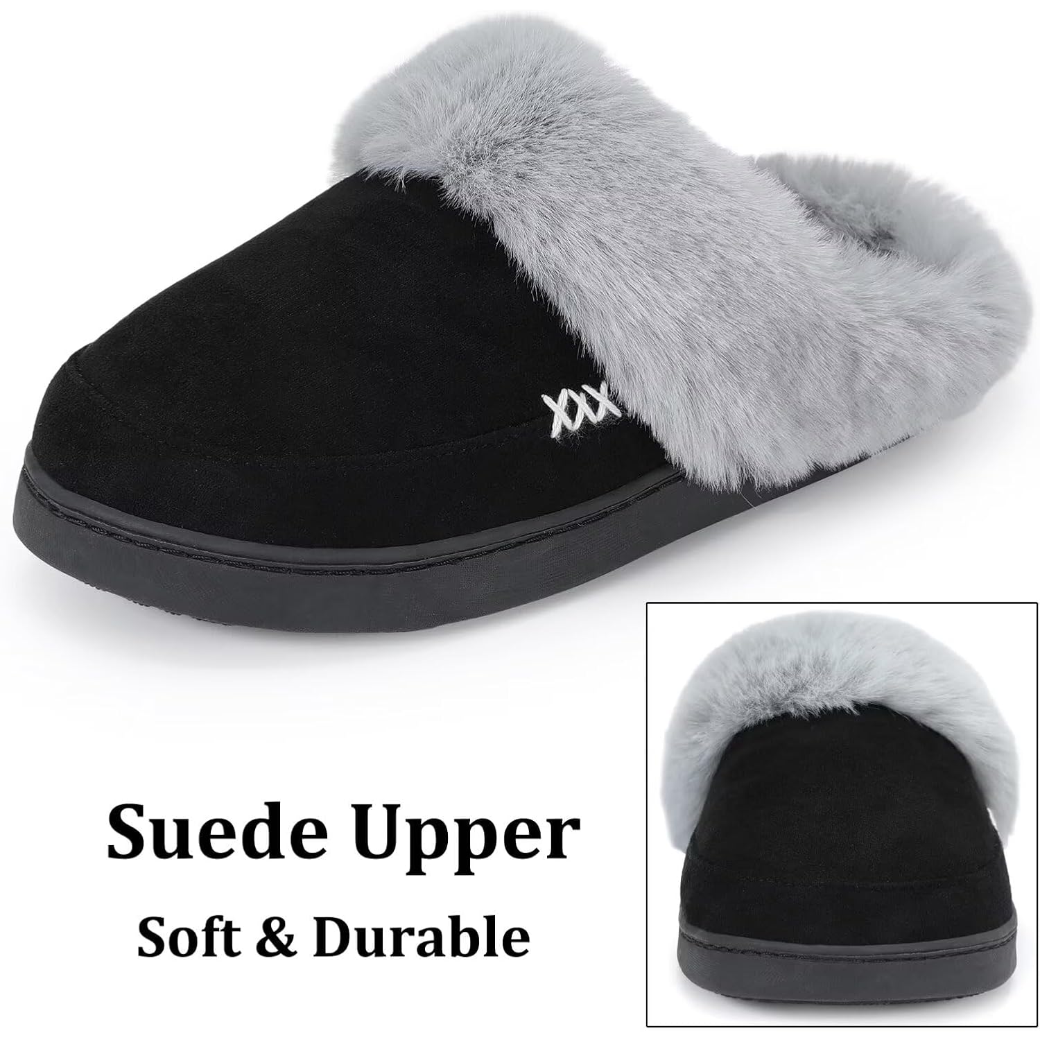 Women's Slippers Suede Black