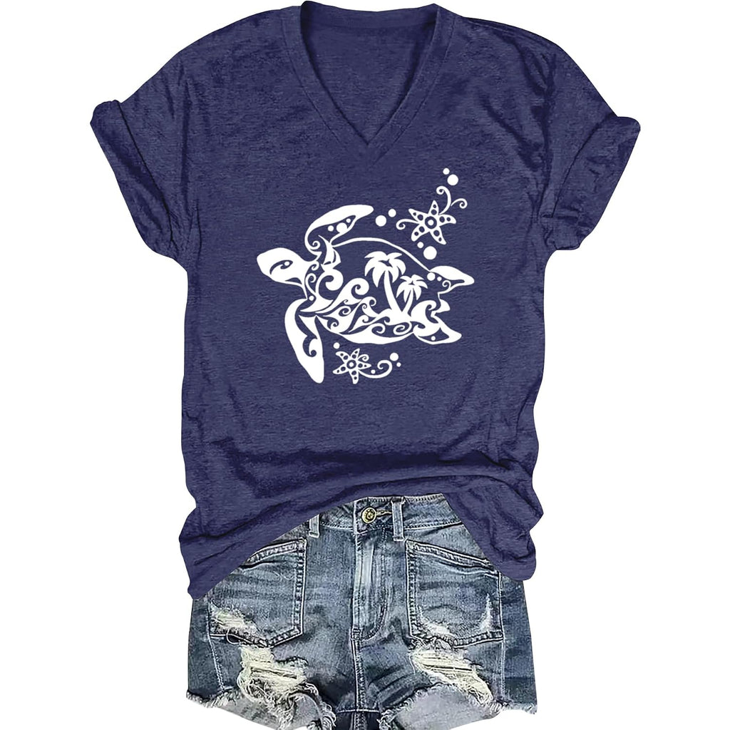 Womens Vintage Flowers V Neck Shirt Boho Floral Wildflowers Graphic Tee Casual Short Sleeve T Shirt