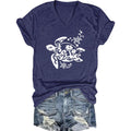 Womens Vintage Flowers V Neck Shirt Boho Floral Wildflowers Graphic Tee Casual Short Sleeve T Shirt