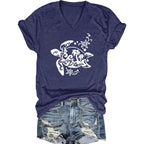 Womens Vintage Flowers V Neck Shirt Boho Floral Wildflowers Graphic Tee Casual Short Sleeve T Shirt