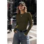 Zeagoo Womens Long Sleeve Stretch Crewneck Ribbed T-Shirt Slim Fit Casual Basic Tops S-XXL