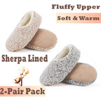 Women's Slippers Sherpa 2-pair Gray+taupe