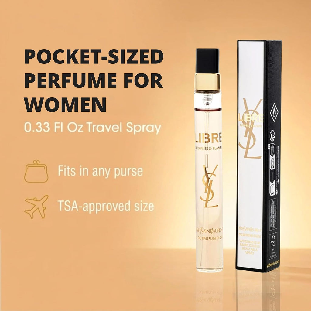 Yves Saint Laurent Libre Flowers & Flames Eau De Parfum Florale Spray for Women, Travel Size 0.33 Fl Oz