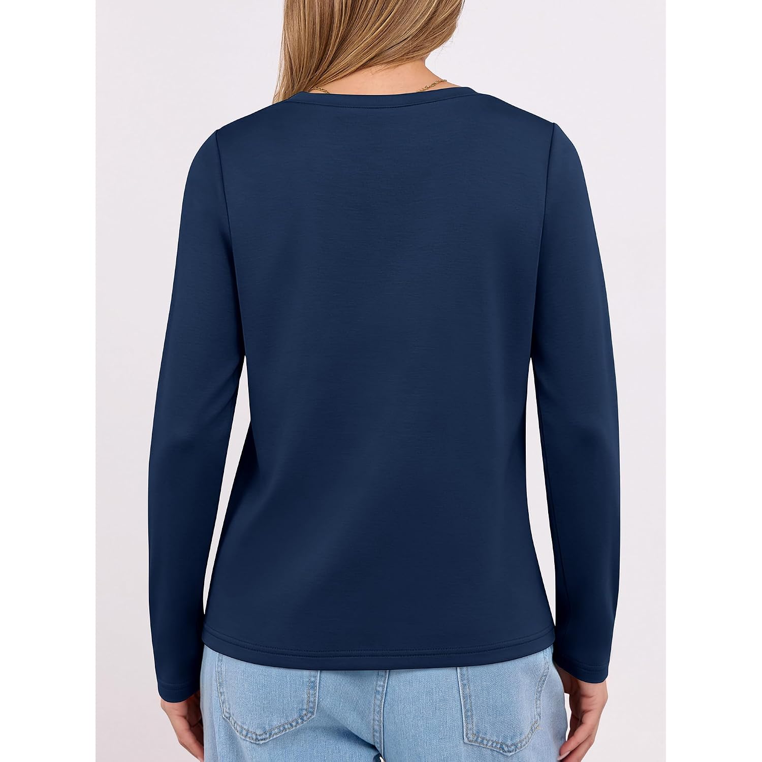 ANRABESS Long Sleeve Shirts for Women,Soft Stretchy Wrinkle-Free Tops,Casual Crew Neck T Shirt for Work Daily Fall