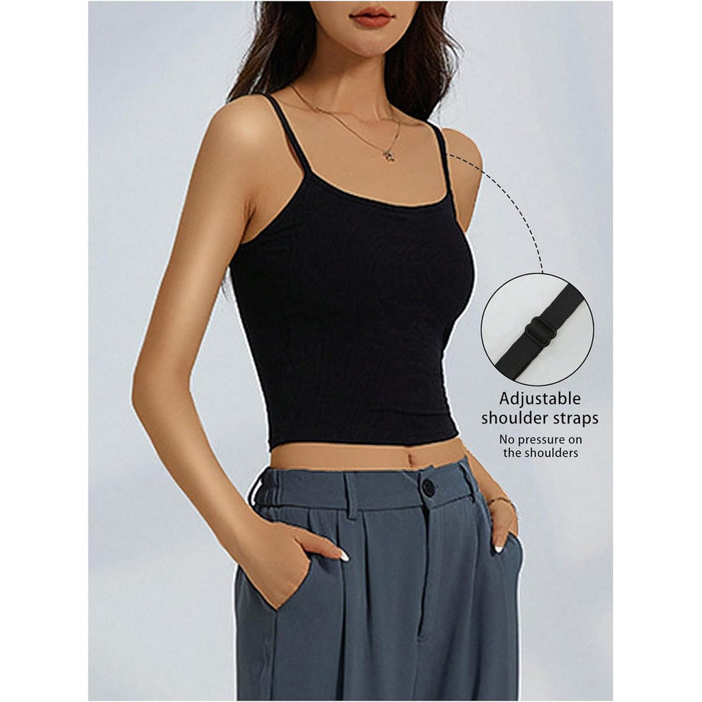 Women's Built-In Bra Crop Tank Top Black/White/Grey