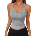 Trendy Queen Womens Racerback Ribbed Tank Tops V Neck Workout Summer Sleeveless Tops