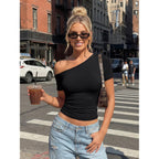 Trendy Queen Womens Off The Shoulder Short Sleeve Y2k Tops Going Out Crop T-Shirts 2026 Cute Summer Clothes