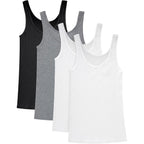 Women's Soft Cotton Ribbed Tank Top White/Black/Concrete