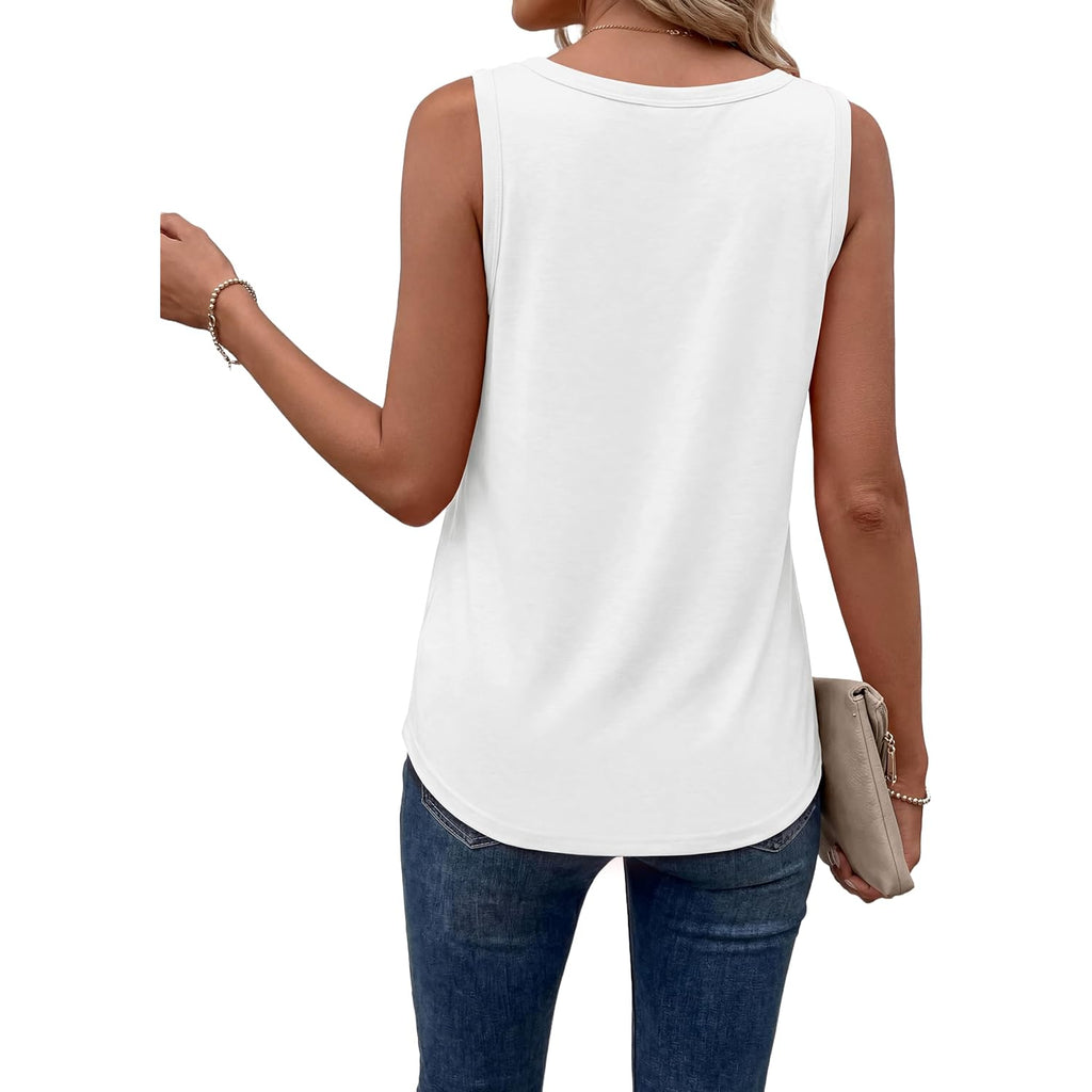 Pure Cotton Tank Tops for Women Loose Fit Scoop Neck Wide Strap Basic Top Vacation Casual Summer Dressy Layering Shirt